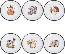 Super Cute Cartoon Animals Ceramic Sauce Dishes, Seasoning Dishes, Little Cat Dog Bird Feeding Bowls, Sushi Soy Dipping Bowls, Appetizer Plates, Dessert Plates-Busy Hamster-5 Inch,18562372 - 藕粉色 - 查看 1