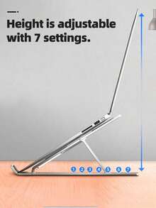 1 Pieza Soporte Portátil Negro Plegable Para Laptop, Tableta, Smartphone Con Soporte Para Teléfono Expandible Y Soporte De Enfriamiento Ajustable