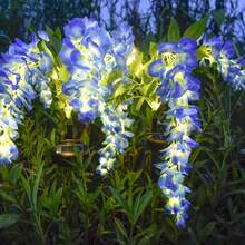 10Pcs Solar Wisteria Flower LED Light, Outdoor Garden Patio Decorative Lamp, 52pcs Beads, Dual Mode (Normal & Blinking), Plastic Material, Light Sensor Control, Removable Photovoltaic, Solar Charging Nickel Battery, Outdoor Illumination|Vibrant Garden Decor|Realistic Flower Shape, Solar Garden Lights(Pink, Blue, Yellow, Purple) - 紫藤花 - 查看 14