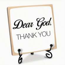 1 Set, Wooden Desktop Logo, Inspiring "Dear God, Thank You" Sign, Very Suitable For Living Room, Bedroom, Room Decoration, No Need For Electricity, Multi-Functional Home Decoration, Christmas Decoration - Multicolor - View 1
