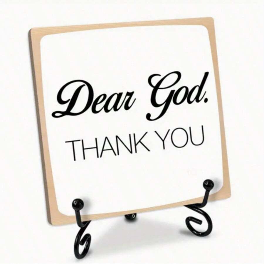 1 Set, Wooden Desktop Logo, Inspiring "Dear God, Thank You" Sign, Very Suitable For Living Room, Bedroom, Room Decoration, No Need For Electricity, Multi-Functional Home Decoration, Christmas Decoration - Multicolor - View 1
