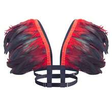 女士人造羽毛披肩，适合女巫、万圣节、狂欢节等场合，可作羽毛斗篷、服装配饰 - 彩色 - 查看 17