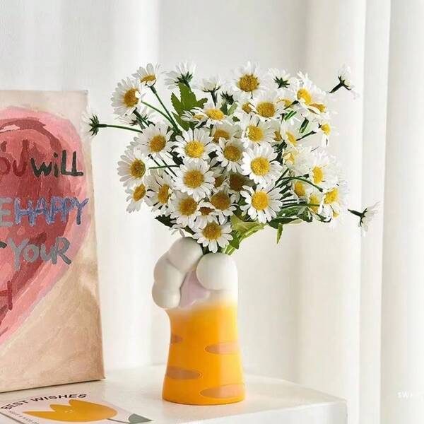 Creative Cat Claw Flower Vase Cute Resin Flower Pot Crafts Flower Arrangement Bottle Home Decoration Desktop Plants Pot Ornament