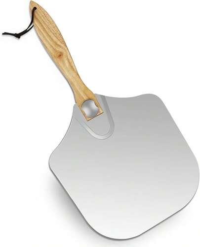 L.K.E Pizza Peel Aluminum Metal Pizza Paddle With Foldable Wood Handle Easy Storage Pizza Shovel 12 Inch For Baking Homemade Pizza