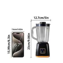 Mini Portable Fruit Juicer Blender, LED Display Smoothie Maker, USB Rechargeable Crushed Ice Machine For Milkshake & Fresh Juice