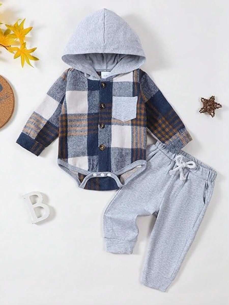 Newborn Baby Boy Clothing Baby Hoodie Bodysuit Fall Winter 1 3 6 9 12 18 Month Baby Boy Clothing - Multicolor - View 1