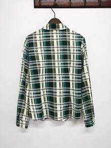 DEAR MOLLY 女装秋季长袖格子拼接衬衫性感修身街头 - 綠色 - 查看 2