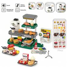 Kids Fast Food Restaurant Playset, Hamburger, Fried Chicken, Fries, Soda Realistic Food Toys, Kitchen Set, Educational Pretend Mini Supermarket & Convenience Store, Multi-Scene Role Play, Cash Register & Card Reader, Realistic Water Dispenser With Sound, Gifts For Boys And Girls, Back To School