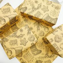 6pcs Christmas Gift & Stocking Pattern Kraft Paper Wrapping Paper Set - Suitable For Gift Wrapping, Bouquet Wrapping, Clothing Packaging, Home Decor, Arts & Crafts, DIY, Gift Bags, Birthday Decor, Wedding Decor, Gift Decor, Party Favor Decor, Perfect For Christmas Holiday And Party Decoration
