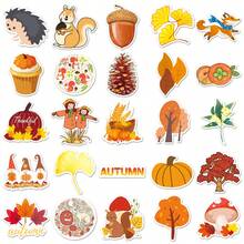50Pcs Cartoon Fall Stickers Thanksgiving Stickers Leaf Stickers Pumpkin Stickers Animal Stickers Fall Decor Thanksgiving Stickers Thanksgiving Decorations Fall Decorations For Home Autumn Decor Vinyl Waterproof Stickers For Journaling Computer Scrapbook Luggage Water Bottle Phone - Multicolor C - View 6