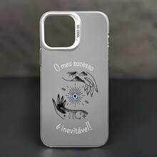 Funda de Teléfono de Ojo Malvado Estético Misterioso de Otoño para 16 Pro, 11, 15, 14, 13, 12 Pro Plus, Funda de Teléfono Negra y Plateada Antigolpes, Regalos de Moda para Adolescentes - Negro - Ver 3