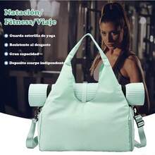 Bolsa de Deporte para Gimnasio, Compartimento para Zapatos y Bolsa Impermeable Bolsa de Deporte para Gimnasio, Bolsa Tote de Yoga Fitness para Entrenamiento, Yoga, Viajes - Verde - Ver 6