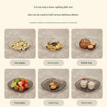 8pcs/Set Bone Dish Plate Set, High-Grade Unbreakable Residue Small Plate, Glacier Pattern Bone Dish - Multicolor - View 6