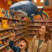 Remote Control Shark Plane, Giant Shark Balloon, Helium Filled (Please Provide Your Own Helium), Perfect For Pool, Birthday, Halloween, Christmas Party, Boys And Girls Birthday Gift, Ocean Theme Decoration. Flying Shark - 藍色 - 查看 7