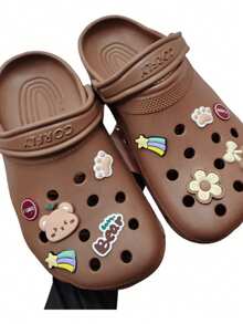 Chinelo Feminino Estilo Babuche Pigente Corfly Baixo 100% EVA Solado Leve Antiderrapante broches enviados aleatorio Praia - Chocolate - Visão 3