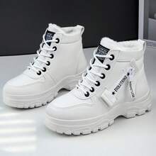 Damen Winterstiefel, neue flauschig verdickte Schneestiefel mit Einknopfverschluss, warme und wasserdichte Winterschuhe