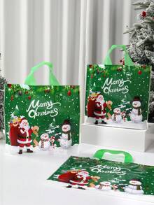 25/50pcs Christmas Handheld Gift Packaging Bag, Christmas Holiday Gift Packages, Hand-Held Bags, Plastic Packaging, Christmas Green Cute Santa Claus Snowman Pattern Gift Packaging Handheld Bag, Merry Christmas Gift Bag, Festive Christmas Eve Souvenirs, Green Plastic Christmas Gift Bags, Holiday Tote Bags, Suitable For Gifts, Shopping, And Party Favors, Perfect For Christmas, New Year, And Other Festive Occasions, 2026 New Year Gift