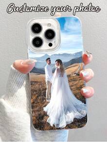 定制婚礼照片哑光黑色软壳全包手机壳，兼容三星A14/A52s、XR/11/13 - 彩色 - 查看 2