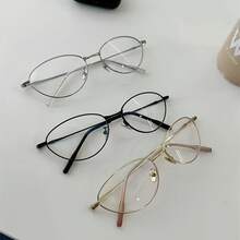 1 Pair Of Korean Style Cat Eye Glasses - Lightweight Metal Frame, Simple Fashion Design, Non-Prescription Women's Fashion Glasses, Suitable For Casual And Formal Outfits, Daily Wear, Elegant Appearance, Durable Material,  Frame, Style Sense Exclusive For Women - 銀色邊框 - 查看 10