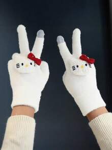 Sanrio KT Cat Gloves, Winter Warm Thick Touchscreen Gloves For Riding, Gift For Girlfriend/Best Friend