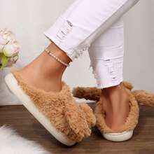 Womens Slippers Memory Foam Plush Slides Cartoon Dog Cute Winter Warm Anti Slip House - Màu Khaki - Xem 11