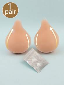 1 对硅胶隐形丰胸贴，带肩带，防滑小胸增强贴，可重复使用，适用于婚纱、礼服 - 杏色 - 查看 11