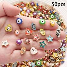 10/20 件什锦可爱珐琅土耳其邪眼合金双面珠 DIY 波西米亚风格手链耳环吊坠工艺万圣节珠宝用品