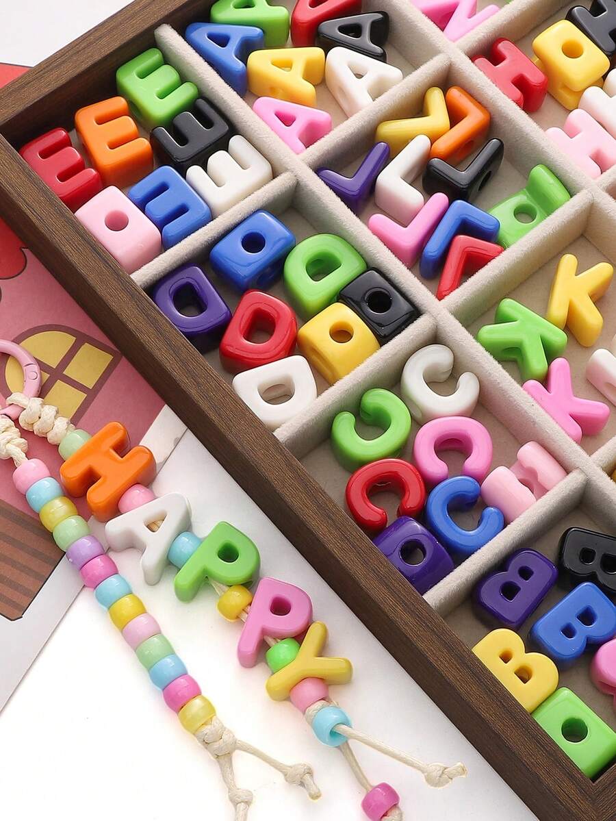20pcs Multicolor Large Hole Acrylic Letter Beads, Handmade Decorative Letter Spacer Beads For Necklace Accessories, DIY Jewelry, Phone Chain, Jewelry Making, Beading Supplies