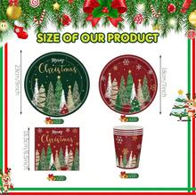 10pcs/20pcs/50pcs/Set,Christmas Party Paper Plate Tableware Suit, Disposable Xmas Party Plates And Napkins For Winter Snowflake Holiday Decoration,Red And Green Christmas Tree Disposable Tableware Including Dessert Plates,Cups And Napkins,Shine Claus Tree Plate For Winter Holidays Xmas Party Supplies - Multicolor - View 6