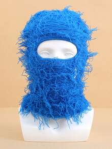 1 Piece Men's Solid Color Autumn And Winter Mask Classic Embroidered Balaclava Outdoor Ski Mask Personalized Tassel Headgear - Pink - View 7