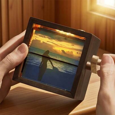 Drawelry 3D Rotating Photo Cube, Custom Flip Picture Frame Holds 8/16 Photos Wooden Display Decor, Funny Unique Personalised Gift For Valentine's Day, Birthdays, Christmas, Wedding, Thanksgiving, Halloween, Room Decoration, Personalised Spiritual Gift For Boyfriend, Girlfriend