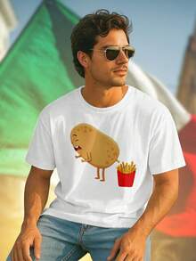 Funny Potato Fries T Shirt Uomo Maglietta Divertente Moda Casual Estiva Idea Regalo Stampa Originale Look Giovane Novità Offerta Imperdibile