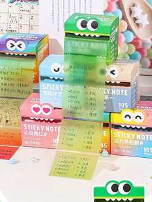 105pcs/Pack Pearlescent Transparent Memo Pad, Suitable For School Supplies, Gifts, Home Reminders, Highlighting, Note-Taking, Etc. - Multicolor - View 2