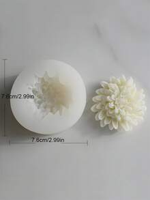 3D Chrysanthemum Blossom Silicone Mold - Scented Candle, Soap, Resin, And Plaster Crafts For DIY Home Decor, Flower-Shaped Candle Holder, Home Decor Mold | Floral Design | Durable Mold - White - View 2