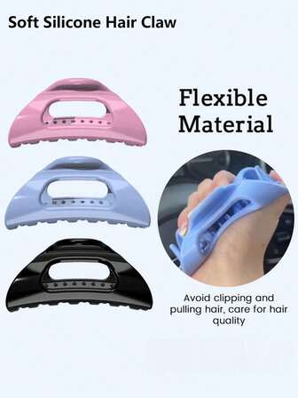 柔软硅胶发夹，高端防掉落牢不可破的发夹，方形女士软发夹，适合浓密头发的灵活发夹，轻巧大号舒适夹子特殊柔软发夹，适合各种场合，2025 年新款设计发饰女士发夹优雅发夹