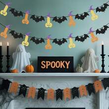 1Pcs Halloween Banner Paper Bat Pumpkin Hanging Decoration For Party Wall Haunted House Ornaments