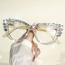 cabecade 2 件时尚水钻猫眼老花镜，适合办公室和电脑使用，老花镜，电脑眼镜，放大倍数从 +1.0 到 +4.0