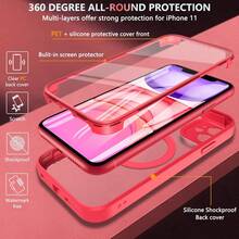 Hadaasi 1个红色磁吸手机壳，内置屏幕保护膜，[兼容无线充电] 360°全方位保护手机壳，兼容 17 Pro/17 Pro Max/17 Air/17、Reno14 Pro、Galaxy S26 Ultra/S26 Plus/S26/M36/A57/A37、荣耀400/400 Pro/400 Lite、Reno14 F、Hot 60 Pro/Hot 60 Pro+、15C，国际版，非国内版 - 紅色 - 查看 4