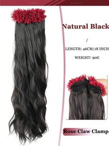 Synthetic Water Ripple Long Curly Hair Rose Claw Clip Ponytail Extension 18inch Heat-Resistant Ponytail Wig Naturally Fluffy Increases Hair Volume Banana Claw Clip Temperament Waterfall Ponytail Suitable For Women's Daily Parties - Multicolor - View 14