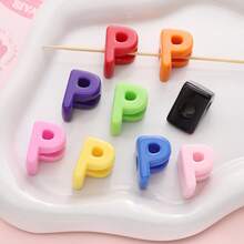 20pcs Multicolor Large Hole Acrylic Letter Beads, Handmade Decorative Letter Spacer Beads For Necklace Accessories, DIY Jewelry, Phone Chain, Jewelry Making, Beading Supplies - DIY - View 32