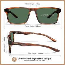 ¡RecomendadoLentes de Sol CARFIA Retro para Hombre - Polarizados Cuadrados Clásicos en Acetato - Diseño CA62162¡Top de Temporada - 2. Montura Tortoise Lente Gris - Ver 5