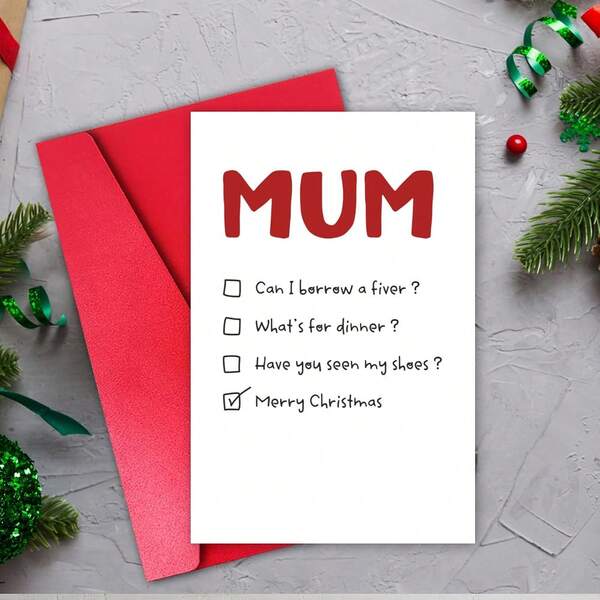 1pc, Funny Christmas Cards For Mom, Mischievous Christmas Gift Cards For Mom, Humorous Christmas Cards For Mom