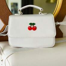 Bolsa Infantil Transversal Super Fofa Cereja Vermelha - Branco - Visão 1