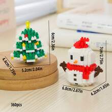 Santa's Cottage, Santa Claus, Christmas Tree, Train, Snowman Micro Particle Building Blocks, Creative Gift, Reindeer Assembly Blocks - Educational ABS Toy Box Packaging, Best Holiday Gift, Indoor Decoration, Christmas Decoration, Adult Building Blocks, Cottage, Gift, Christmas Train Set, Christmas Decoration, Building Blocks, Christmas Decoration, Living Room Christmas Hanging Decoration, Tabletop Decorative Ornament, Ideal Creative Christmas Gift For Family And Friends. - Multi-colored Santa Claus Tree House - View 22