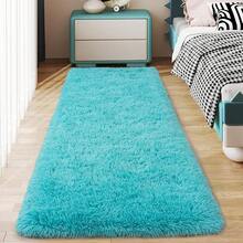 Soft Fluffy Shag Throw Area Rug, 2x4 Black, Non-Slip Bedroom, Hallways, Bedside, Dorm, Living Room - Long Shaggy Rug - 水鴨藍 - 查看 8
