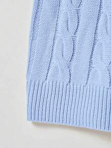 Áo len dệt kim cổ chữ V màu trơn cho nam, Thu/Đông - Màu xanh nhạt - Xem 6