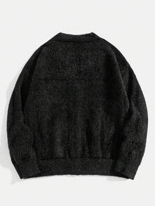 Men Plus Size Oversized Loose Faux Fur Cardigan, Fashionable Minimalist Design, Comfortable With High Drape , Fall Winter