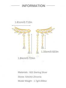 1Pc Leaf Tassel Pendant 925 Sterling Silver Drop Earring Vintage Minimalist Jewelry Wedding Party Jewelry Gift For Her Fine Jewelry