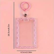 Transparent Acrylic Card Holder With Keychain, Durable Protective Cover, Suitable For Student ID, Meal Card, And Office Supplies, Plastic Material