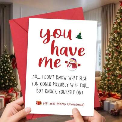 1 件，有趣的成人圣诞快乐贺卡，送给他/她，你让我爆笑的圣诞问候礼物，送给丈夫的淘气圣诞节贺卡